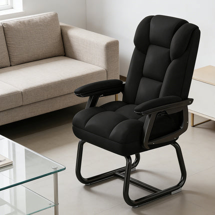 Ergonomic Office Chair PU Leather High Back Padded Armrest Fixed Base Home Desk Chair