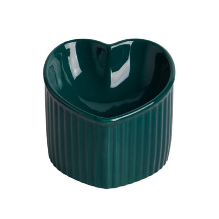 Love Shape Slanted Cat Bowl Ceramic Pet Bowl for Cats Food Water Feeding Dish