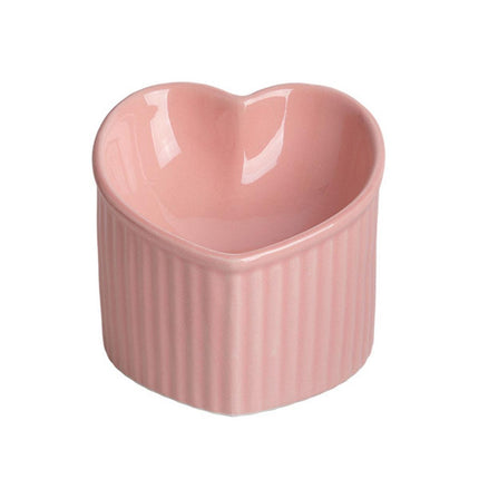 Love Shape Slanted Cat Bowl Ceramic Pet Bowl for Cats Food Water Feeding Dish