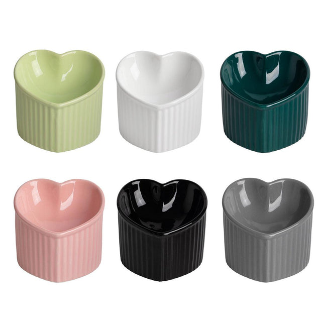 Love Shape Slanted Cat Bowl Ceramic Pet Bowl for Cats Food Water Feeding Dish