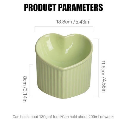 Love Shape Slanted Cat Bowl Ceramic Pet Bowl for Cats Food Water Feeding Dish