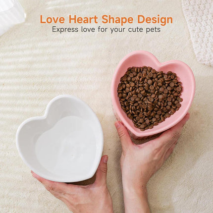 Love Shape Slanted Cat Bowl Ceramic Pet Bowl for Cats Food Water Feeding Dish