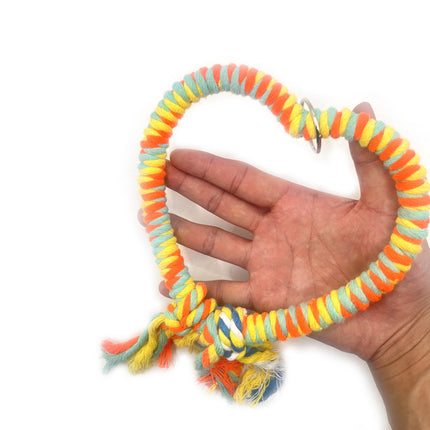 Bird Rope Swing Toy Heart Shape Cotton Perch Colourful Stand Parrot Accessory