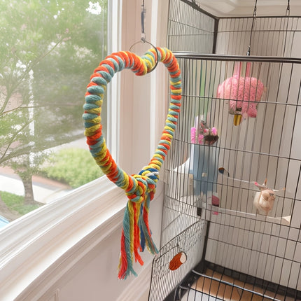 Bird Rope Swing Toy Heart Shape Cotton Perch Colourful Stand Parrot Accessory