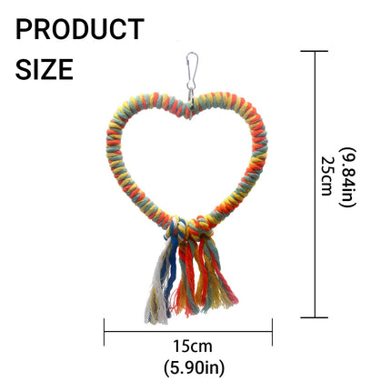 Bird Rope Swing Toy Heart Shape Cotton Perch Colourful Stand Parrot Accessory