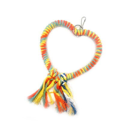 Bird Rope Swing Toy Heart Shape Cotton Perch Colourful Stand Parrot Accessory