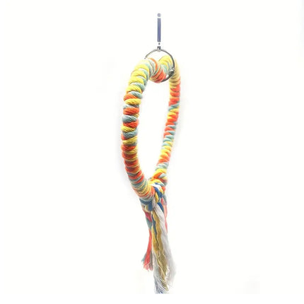 Bird Rope Swing Toy Heart Shape Cotton Perch Colourful Stand Parrot Accessory
