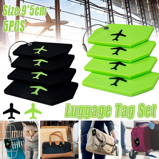 5PCS High-Quality Silicone Luggage Tags Name Address Boarding Pass Travel ID