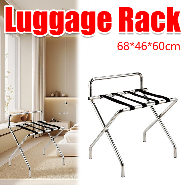 Stainless Steel Foldable Luggage Rack Guest Room Storage Shelf Sturdy Durable