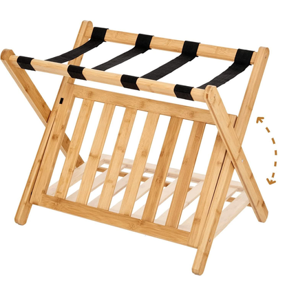 Bamboo Luggage Rack Foldable Portable Storage Rack Travel Organizer Furniture