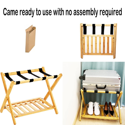 Bamboo Luggage Rack Foldable Portable Storage Rack Travel Organizer Furniture