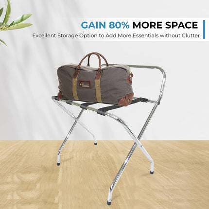 Stainless Steel Foldable Luggage Rack Guest Room Storage Shelf Sturdy Durable