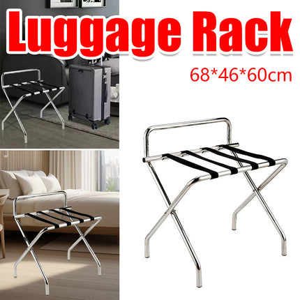 Stainless Steel Foldable Luggage Rack Guest Room Storage Shelf Sturdy Durable