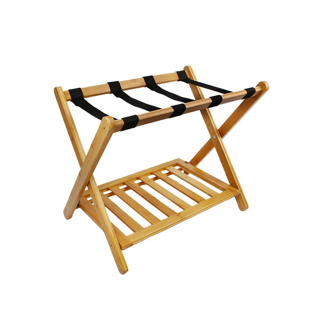 Bamboo Luggage Rack Foldable Portable Storage Rack Travel Organizer Furniture