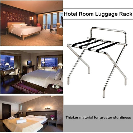 Stainless Steel Foldable Luggage Rack Guest Room Storage Shelf Sturdy Durable