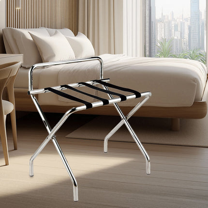 Stainless Steel Foldable Luggage Rack Guest Room Storage Shelf Sturdy Durable