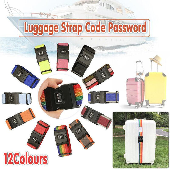 Luggage Strap Code Password Travel Suitcase Secure Lock Safe Nylon Packing Belt - Aimall