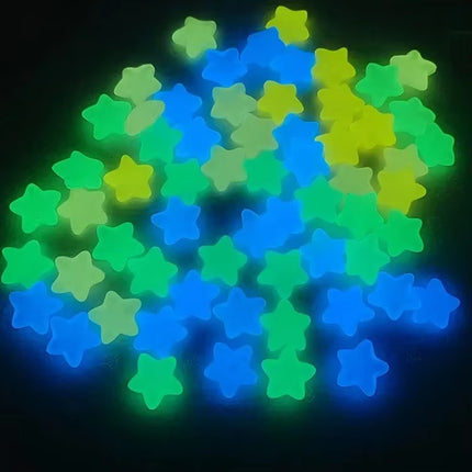 Luminous Stars Set 100PCS Fluorescent Five Pointed Plastic Stars DIY Decor