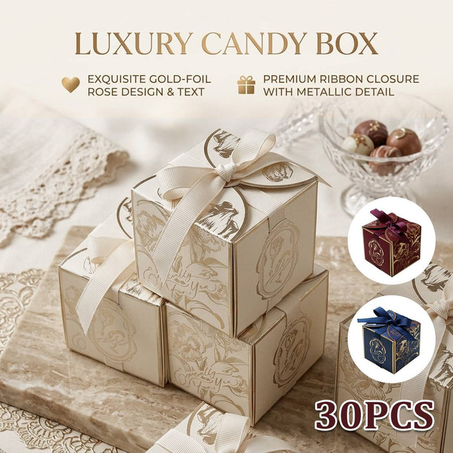 Gold Foil Rose Candy Boxes 30 Pack 3 Colours