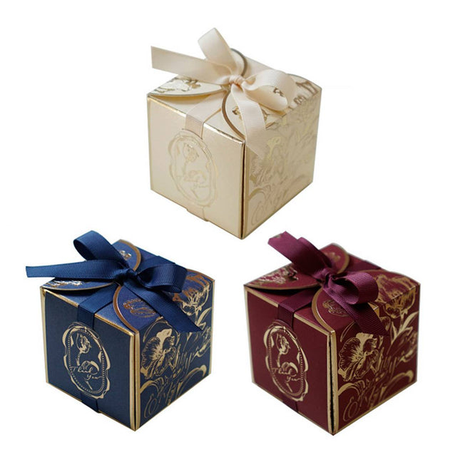 Gold Foil Rose Candy Boxes 30 Pack 3 Colours