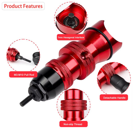 10PCS M3-M10 Rivet Nut Gun Set Threaded Insert Tool Kit for Metal Sheet Use
