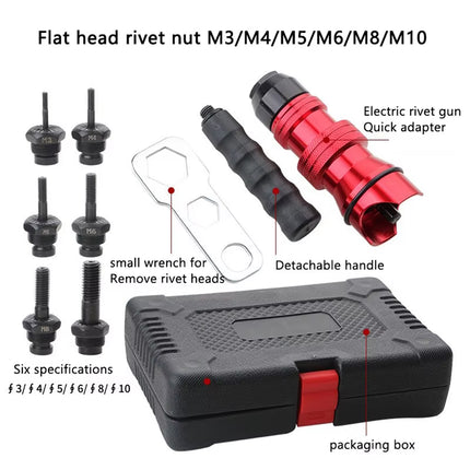 10PCS M3-M10 Rivet Nut Gun Set Threaded Insert Tool Kit for Metal Sheet Use