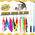 12PCS Cat Feather Teaser Wand Set Interactive Toy for Kittens and Cats Gift