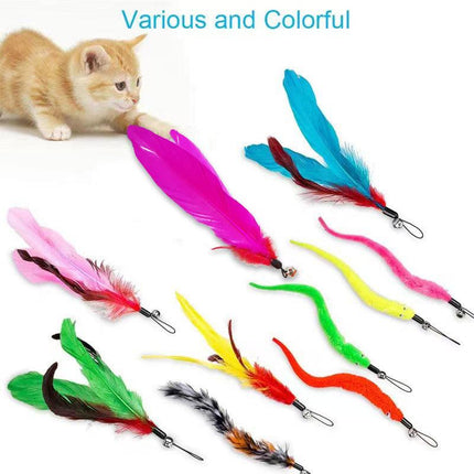 12PCS Cat Feather Teaser Wand Set Interactive Toy for Kittens and Cats Gift