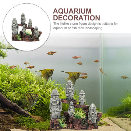 Aquarium Decoration Moai Statue Easter Island Stone Ornament Fish Tank Decor