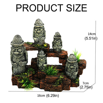 Aquarium Decoration Moai Statue Easter Island Stone Ornament Fish Tank Decor