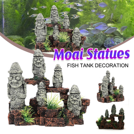 Aquarium Decoration Moai Statue Easter Island Stone Ornament Fish Tank Decor