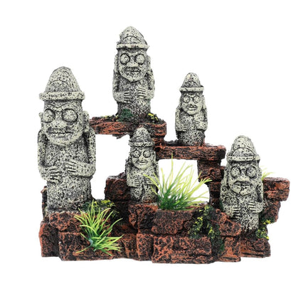 Aquarium Decoration Moai Statue Easter Island Stone Ornament Fish Tank Decor