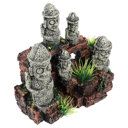 Aquarium Decoration Moai Statue Easter Island Stone Ornament Fish Tank Decor