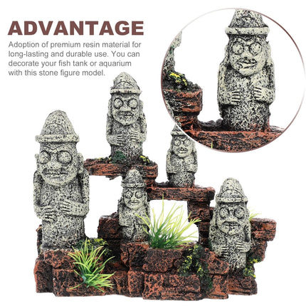 Aquarium Decoration Moai Statue Easter Island Stone Ornament Fish Tank Decor