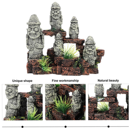Aquarium Decoration Moai Statue Easter Island Stone Ornament Fish Tank Decor