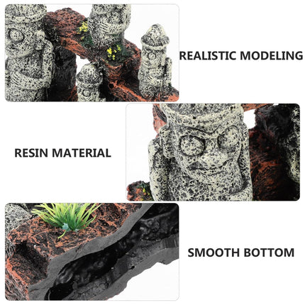 Aquarium Decoration Moai Statue Easter Island Stone Ornament Fish Tank Decor