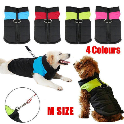 M Size Large Dog Jacket Padded Waterproof Pet Clothes Warm Windbreaker Vest Coat - Aimall