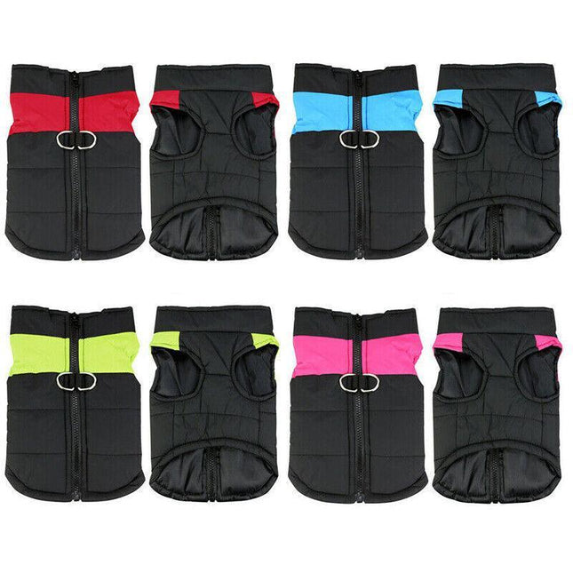 M Size Large Dog Jacket Padded Waterproof Pet Clothes Warm Windbreaker Vest Coat - Aimall
