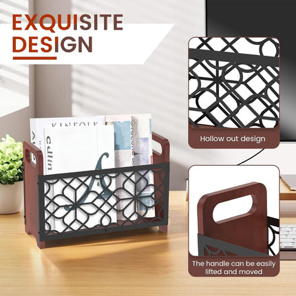 Wooden Magazine Rack Standing Book Storage Shelf For Home Office Book Storage