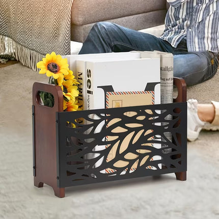 Wooden Magazine Rack Standing Book Storage Shelf For Home Office Book Storage