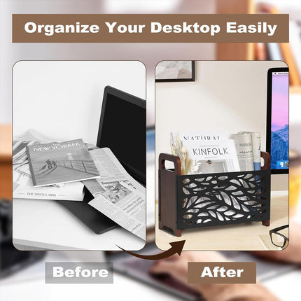 Wooden Magazine Rack Standing Book Storage Shelf For Home Office Book Storage