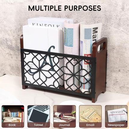 Wooden Magazine Rack Standing Book Storage Shelf For Home Office Book Storage