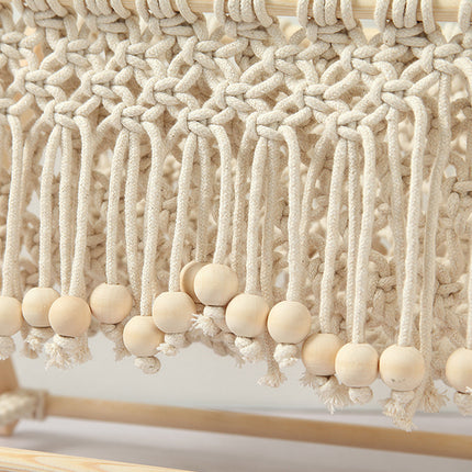 Nordic Foldable Macrame Magazine Rack Cotton Rope Wood Stand