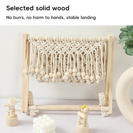 Nordic Foldable Macrame Magazine Rack Cotton Rope Wood Stand