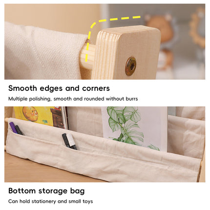 Solid Wood Multi Layer Book Display Shelf Magazine Storage Rack with Canvas