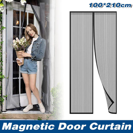 Vertical Stripe Magnetic Screen Door Curtain Anti Mosquito Bug Mesh Hands Free
