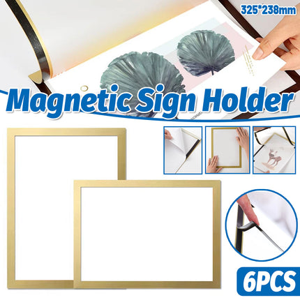 Magnetic Display Frame 6PCS A4 Wall Mount Magnet Frame Reusable Sign Holder Set