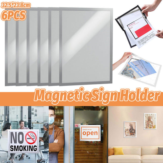 6PCS Magnetic Display Frame A4 Wall Mount Sticker For Certificate Photo Decor