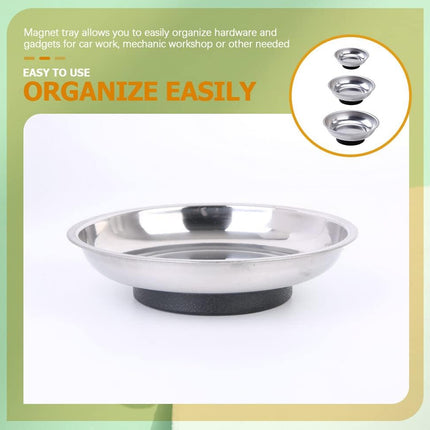 3 4 6 Inch Magnetic Parts Tray Set Stainless Steel Tool Bowl Organizer Holder