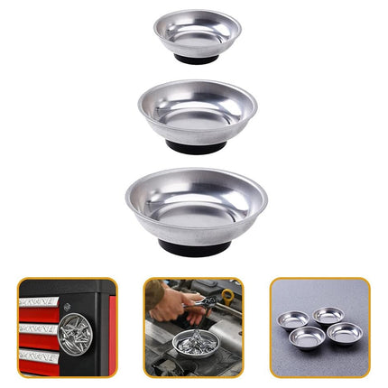 3 4 6 Inch Magnetic Parts Tray Set Stainless Steel Tool Bowl Organizer Holder